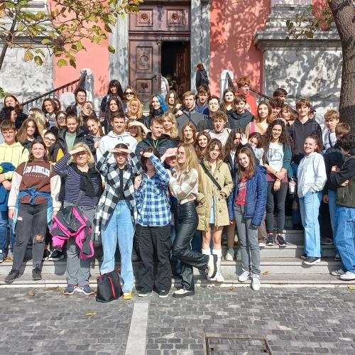 Group photo at the Franciscan Church in Ljubljana